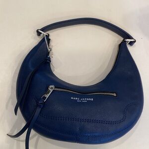Marc Jacobs Blue Pebbled Leather Crescent Shoulder Bag